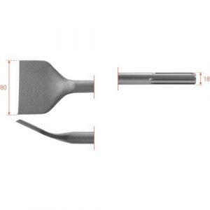 Rotec sds-max tegelbeitel 80 mm 80x300 215.1027 licht gebogen