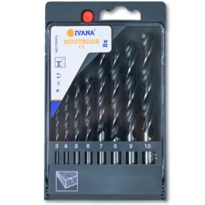 Ivana houtspiraal borenset cv  3,4,5,6,7,8,9 & 10 mm in kunststof cassette 8 delig 55934