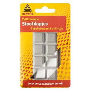 Deltafix Zelfklevende stootdopjes Wit breed 18 mm dik 6 mm, set van 8 stuks
